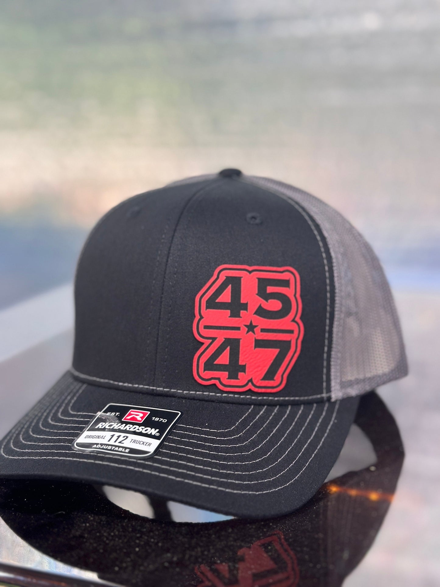 Trump, 45 47, Red patch , leatherette patch hat