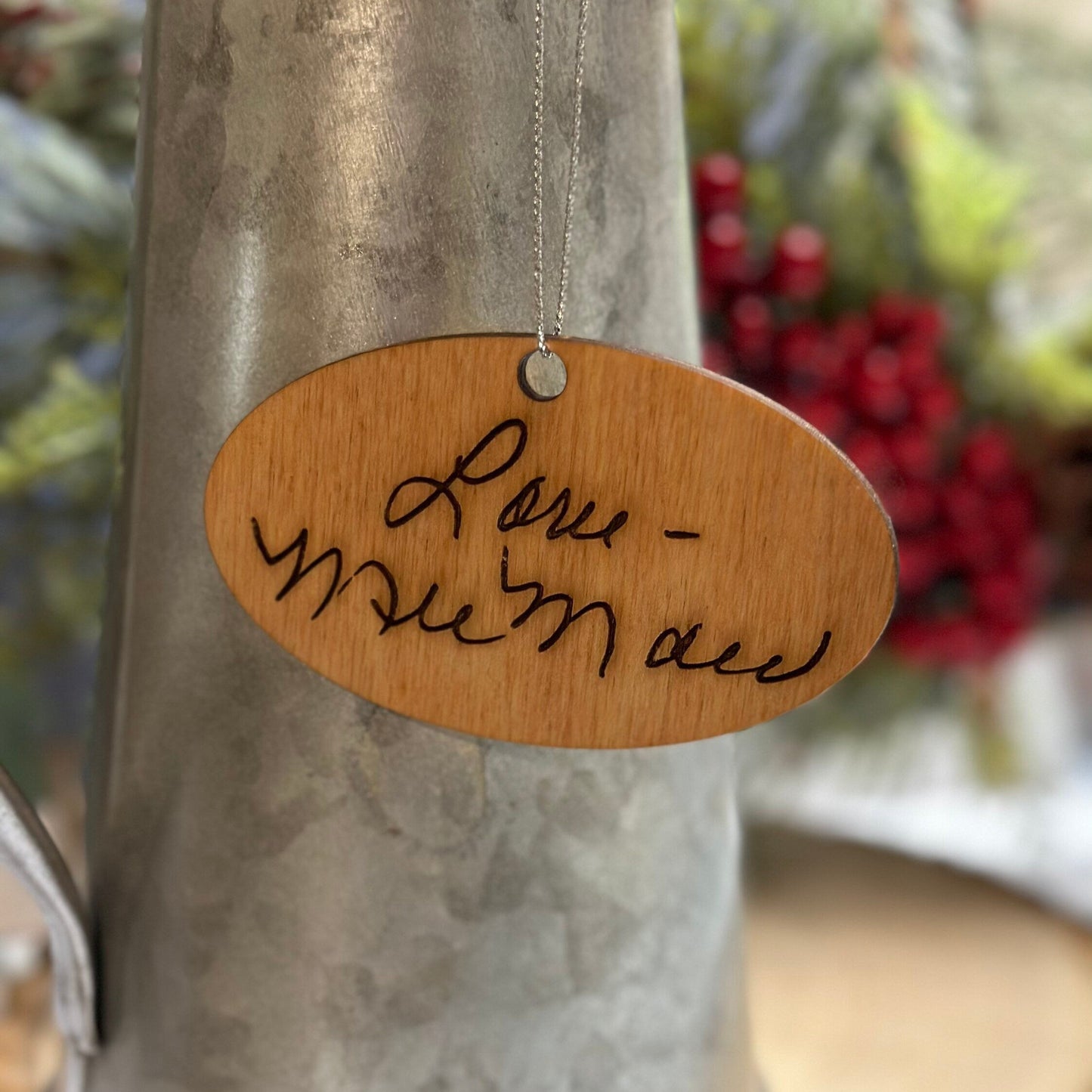 Engraved Handwriting ornament, small message, parents, grandparents handwriting, children’s handwriting