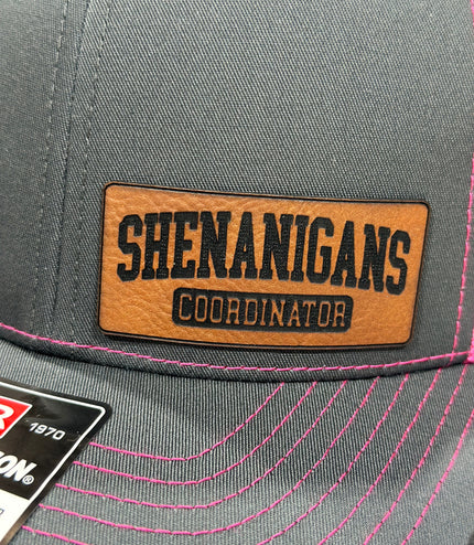 Shenanigans Coordinator , leatherette patch hat,