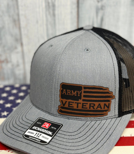 Veteran, leatherette patch hat, American, Richardson112, Army, Navy, USMC, USAF, Coast Guard