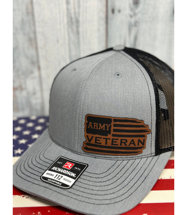 Veteran, leatherette patch hat, American, Richardson112, Army, Navy, USMC, USAF, Coast Guard