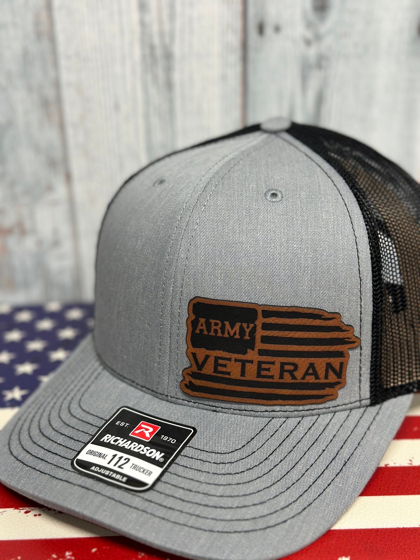 Veteran, leatherette patch hat, American, Richardson112, Army, Navy, USMC, USAF, Coast Guard