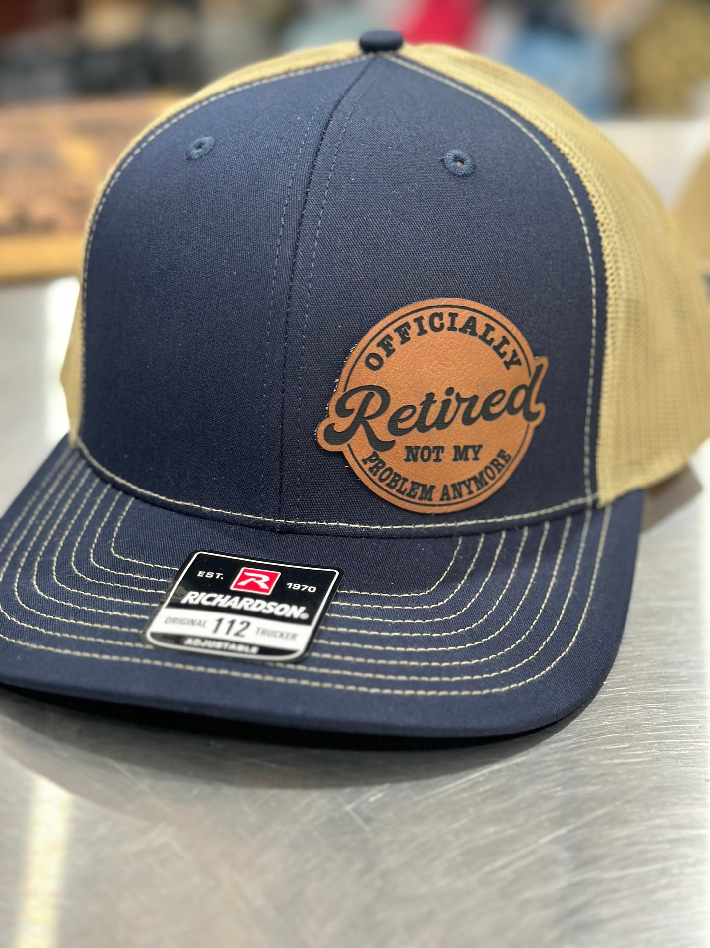 Retired, leatherette patch hat