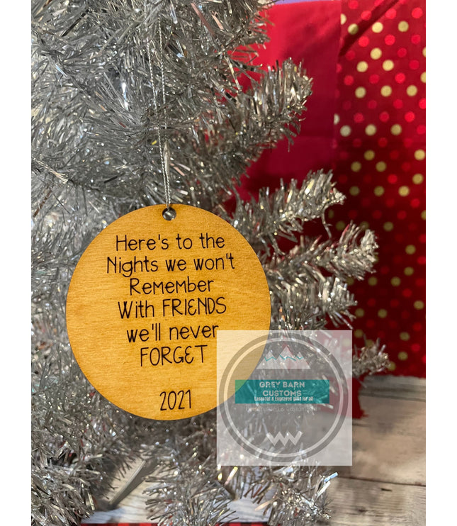 Friendship Christmas ornament, Nights we won’t remember, Bachelor party gift, bachelorette, best friend, neighbor, drinking friends, 2022