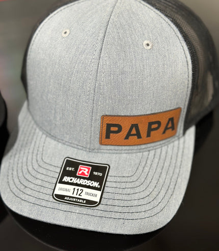 Papa Leatherette patch hat, grandpa, pawpaw, pops, poppa, dad, daddy, Fathers day