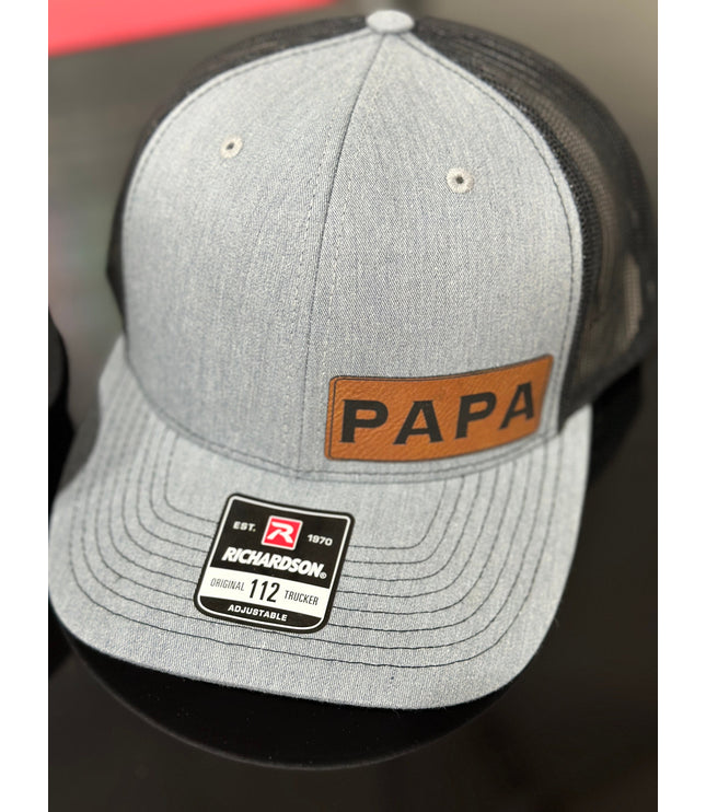 Papa Leatherette patch hat, grandpa, pawpaw, pops, poppa, dad, daddy, Fathers day