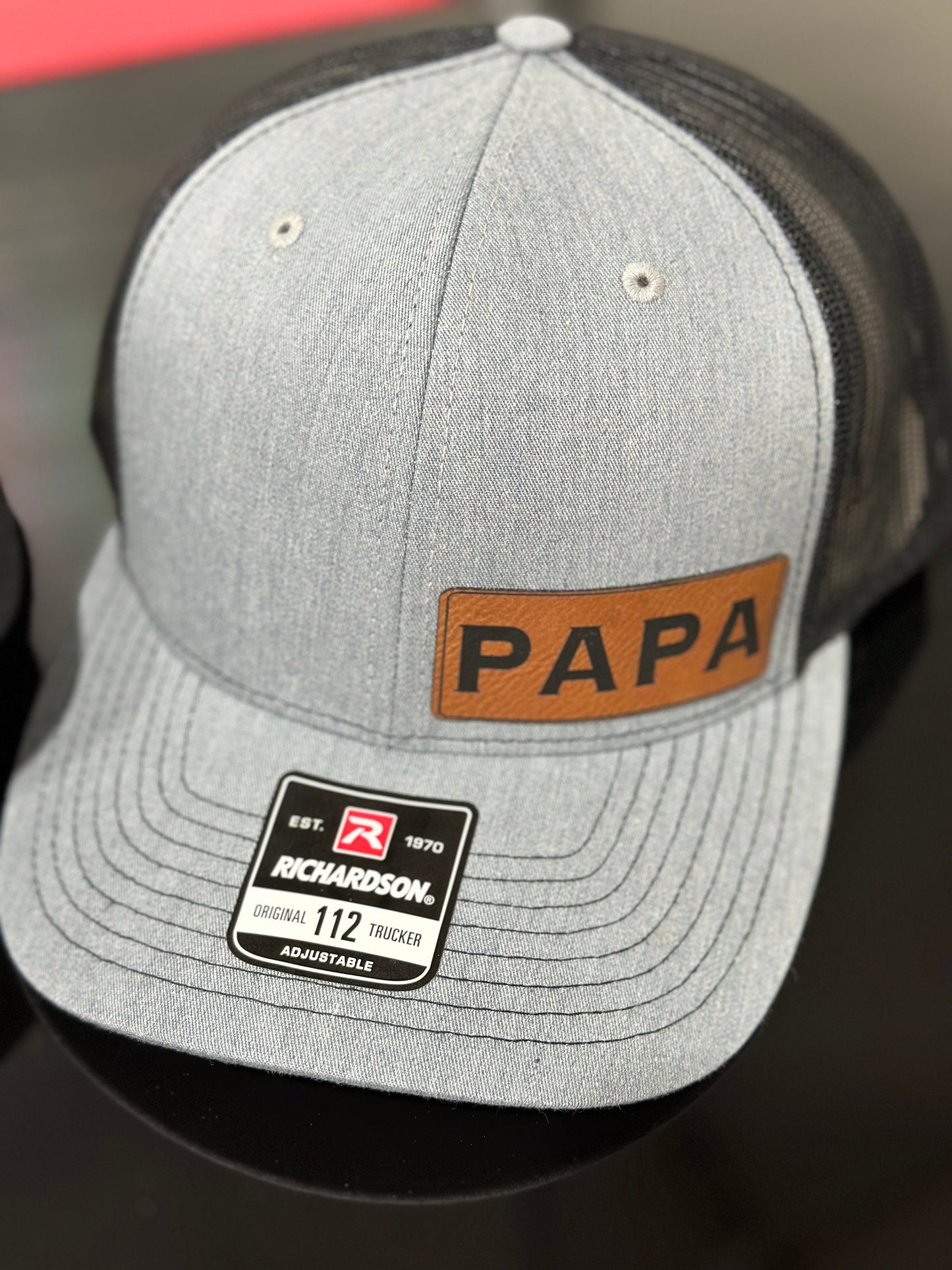 Papa Leatherette patch hat, grandpa, pawpaw, pops, poppa, dad, daddy, Fathers day