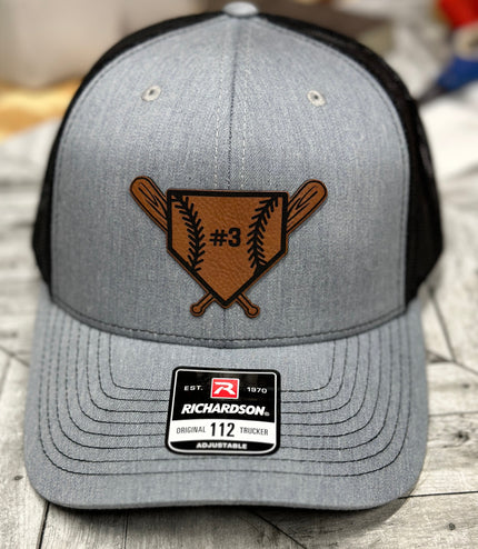 Baseball hat, softball hat, personalized number, Bat, homeplate, Richardson 112 hat
