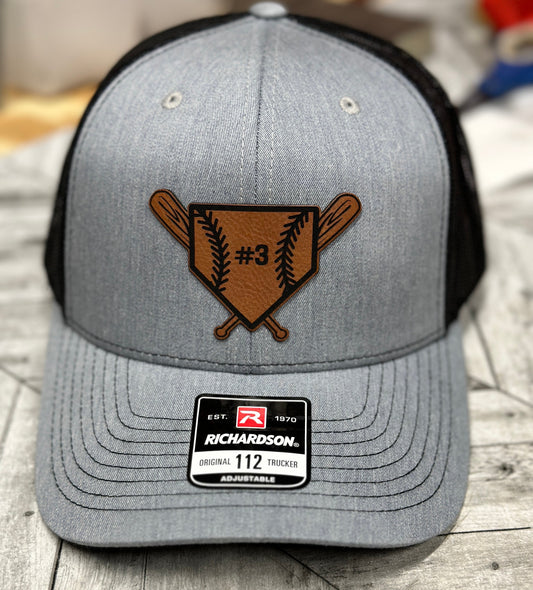 Baseball hat, softball hat, personalized number, Bat, homeplate, Richardson 112 hat