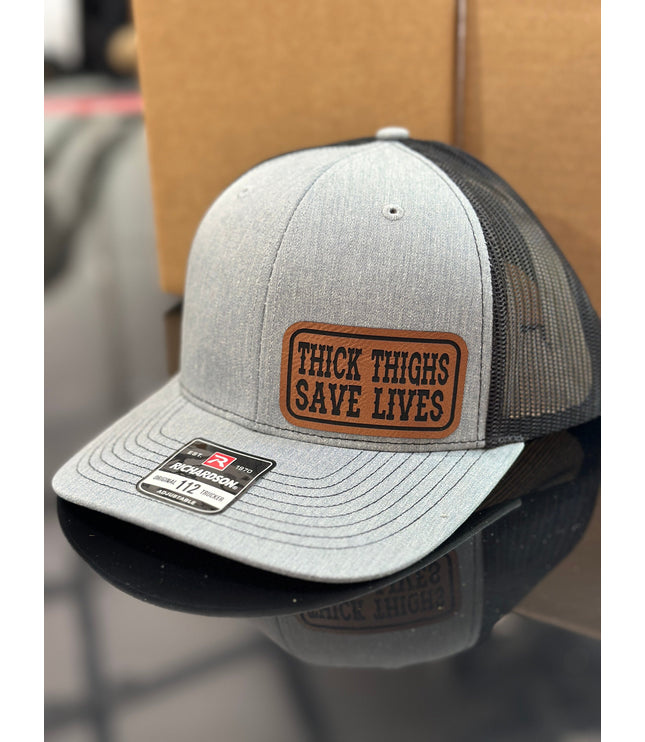 Thick Thighs save lives, leatherette patch hat
