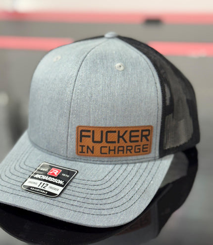 F’er in charge, leatherette patch hat, American, Richardson112