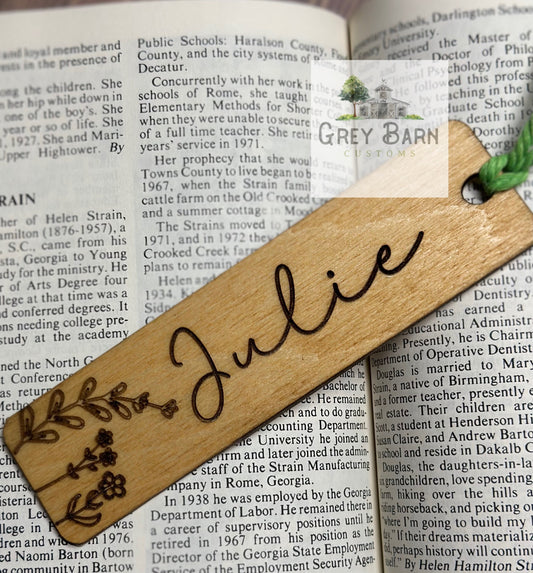 Personalized Wooden bookmark, custom bookmark, wood engraved bookmark, gifts for her, gifts for him