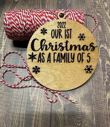 1st Christmas as family, 2025, New Baby, Newly Wed, Adopted, Personalized Ornament, Growing Family, Stocking Stuffer Gift under 10