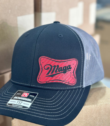 Trump MAGA Hat, Red patch , leatherette patch hat