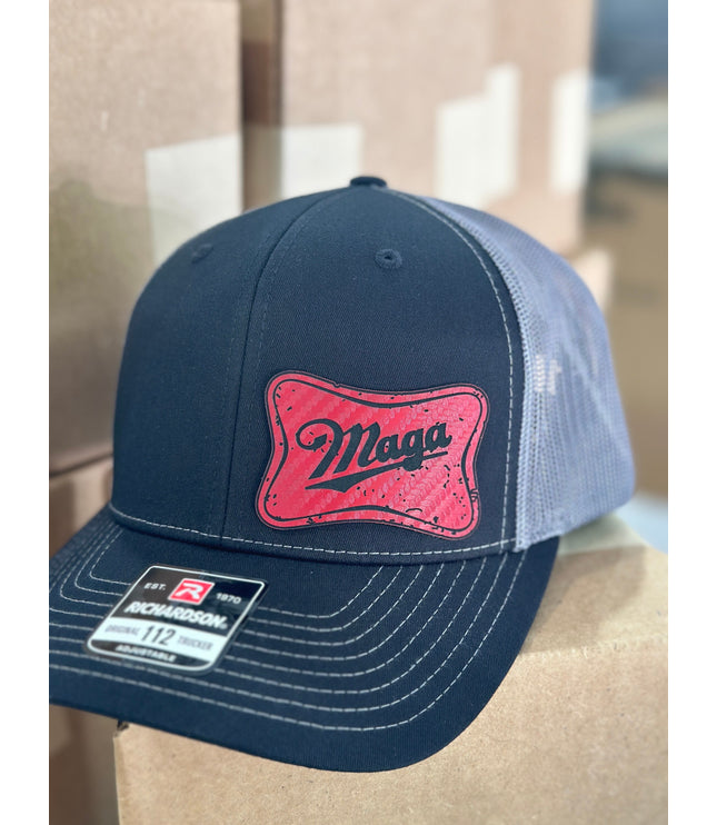 Trump MAGA Hat, Red patch , leatherette patch hat