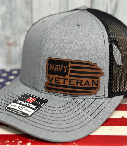 Veteran, leatherette patch hat, American, Richardson112, Army, Navy, USMC, USAF, Coast Guard