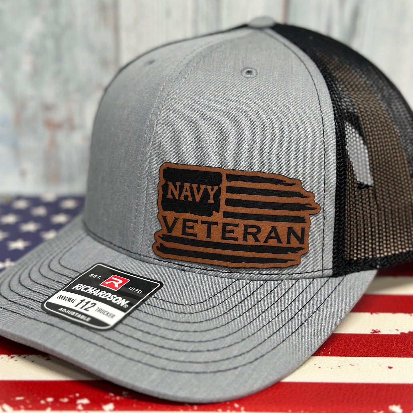 Veteran, leatherette patch hat, American, Richardson112, Army, Navy, USMC, USAF, Coast Guard