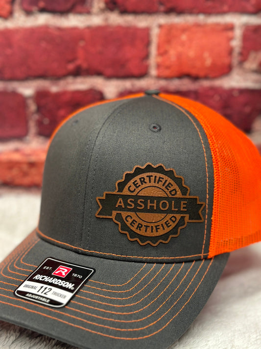 Certified A**Hole, leatherette patch hat,