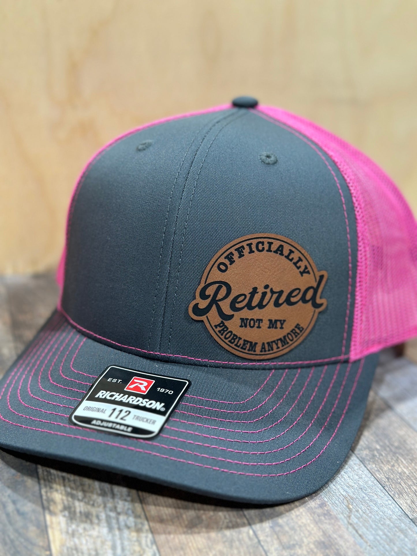 Retired, leatherette patch hat