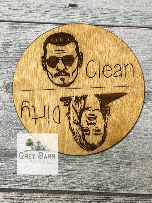 Johnny Depp dishwasher magnet, Clean dirty magnet, dishwasher Magnet, Johnny Depp dirty, amber heard, Johnny Depp clean, Turdy