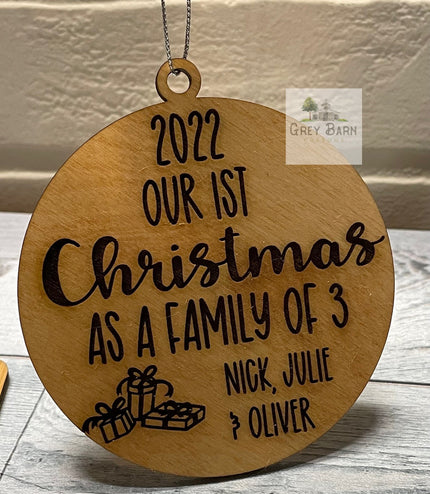 1st Christmas as family, 2025, New Baby, Newly Wed, Adopted, Personalized Ornament, Growing Family, Stocking Stuffer Gift under 10