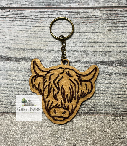 Highland cow keychain