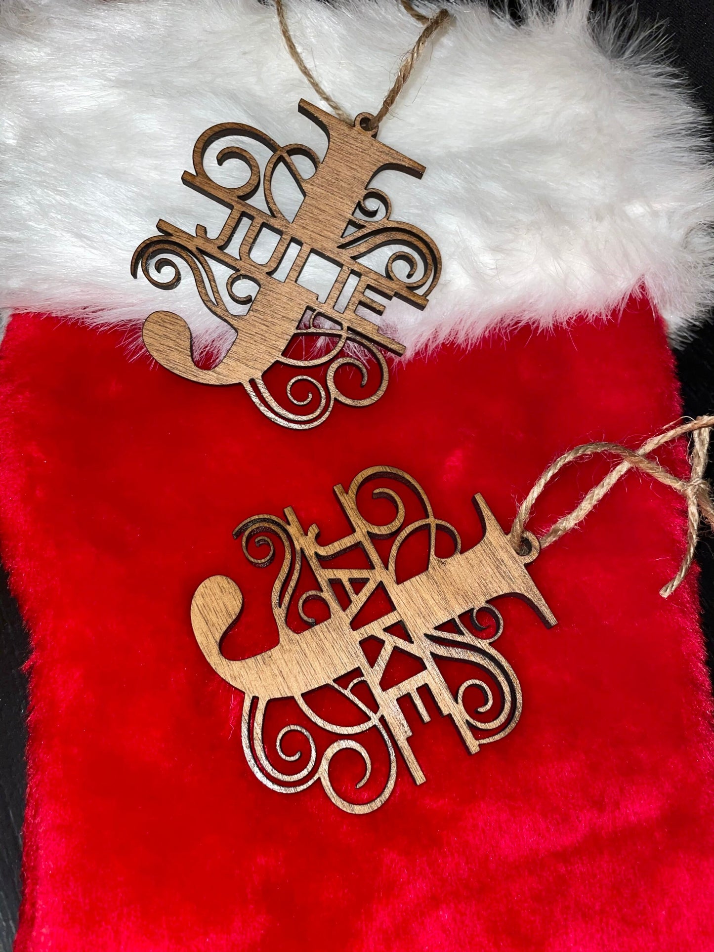 Custom monogram Christmas ornaments