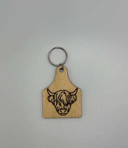 Highland cow tag keychain
