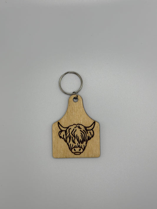 Highland cow tag keychain