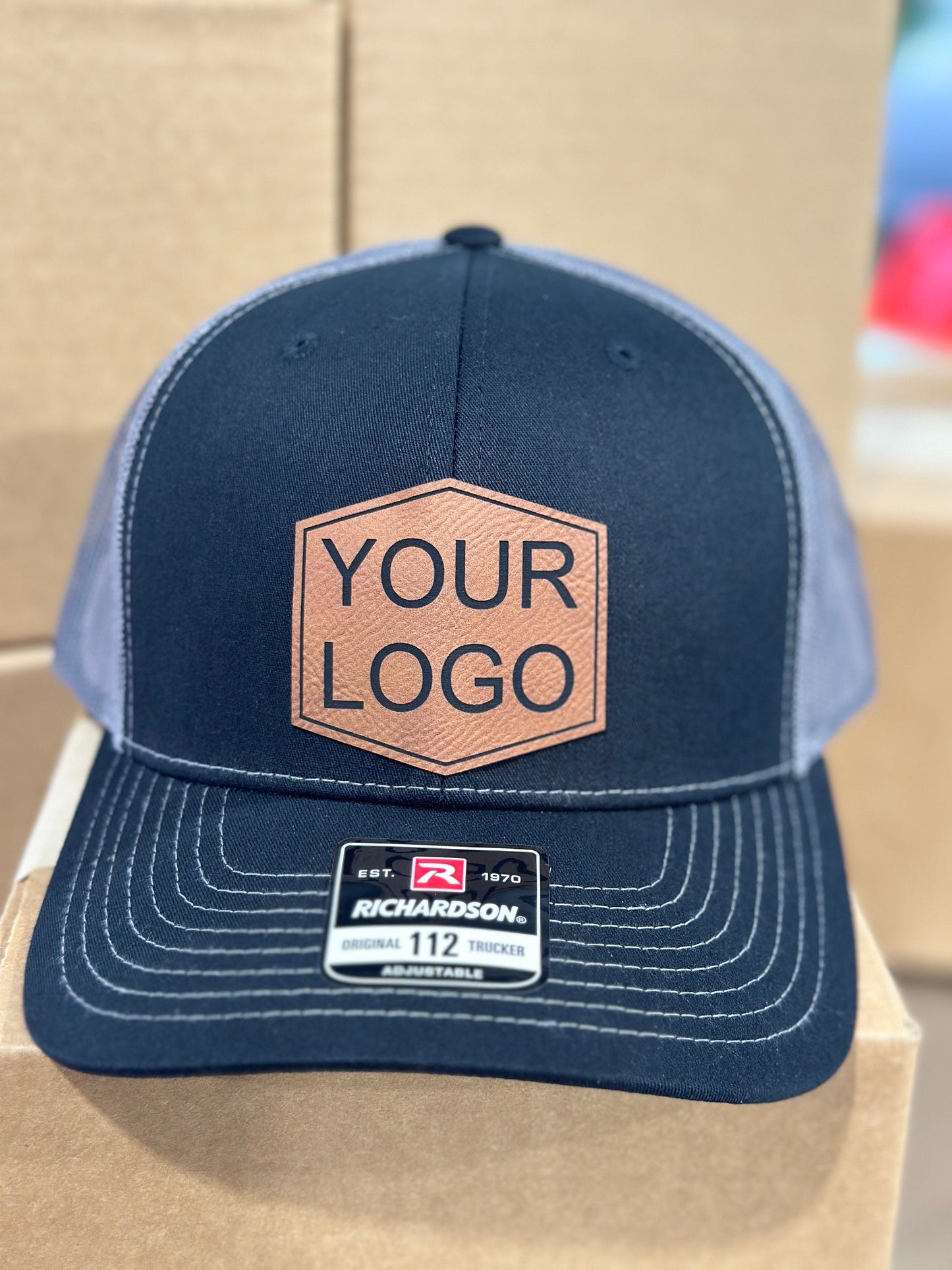 Custom hat, Custom logo, custom wording, leatherette patch hat