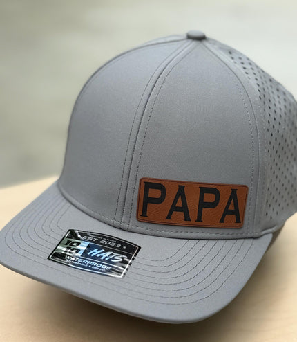 Waterproof Papa Leatherette patch hat, grandpa, pawpaw, pops, poppa, dad, daddy, Fathers day