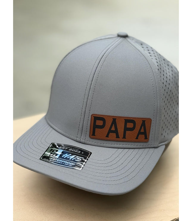 Waterproof Papa Leatherette patch hat, grandpa, pawpaw, pops, poppa, dad, daddy, Fathers day