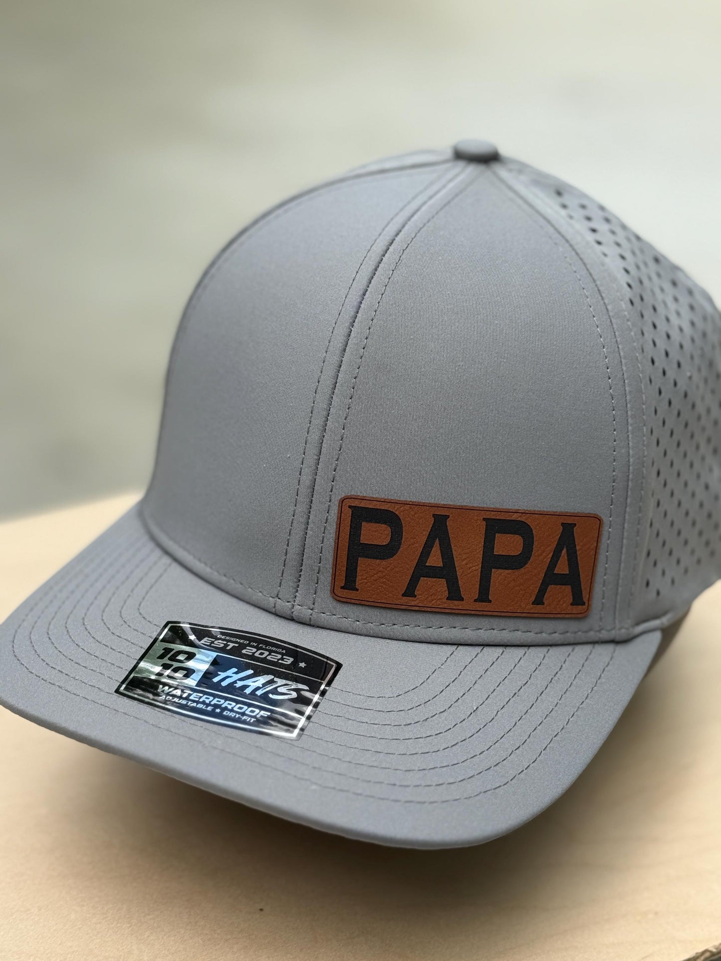 Waterproof Papa Leatherette patch hat, grandpa, pawpaw, pops, poppa, dad, daddy, Fathers day