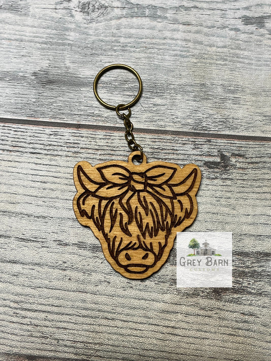 Highland cow keychain