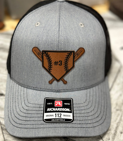 Baseball hat, softball hat, personalized number, Bat, homeplate, Richardson 112 hat