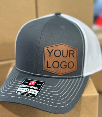 Custom hat, Custom logo, custom wording, leatherette patch hat