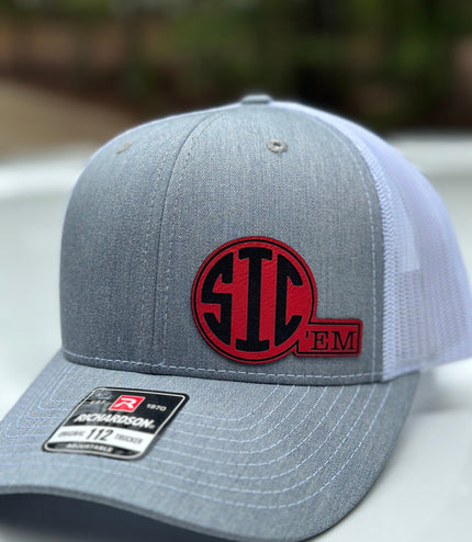 Sic ‘em hat, leatherette patch hat