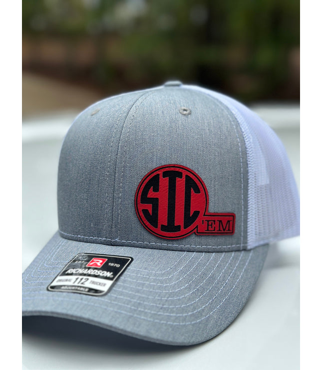 Sic ‘em hat, leatherette patch hat