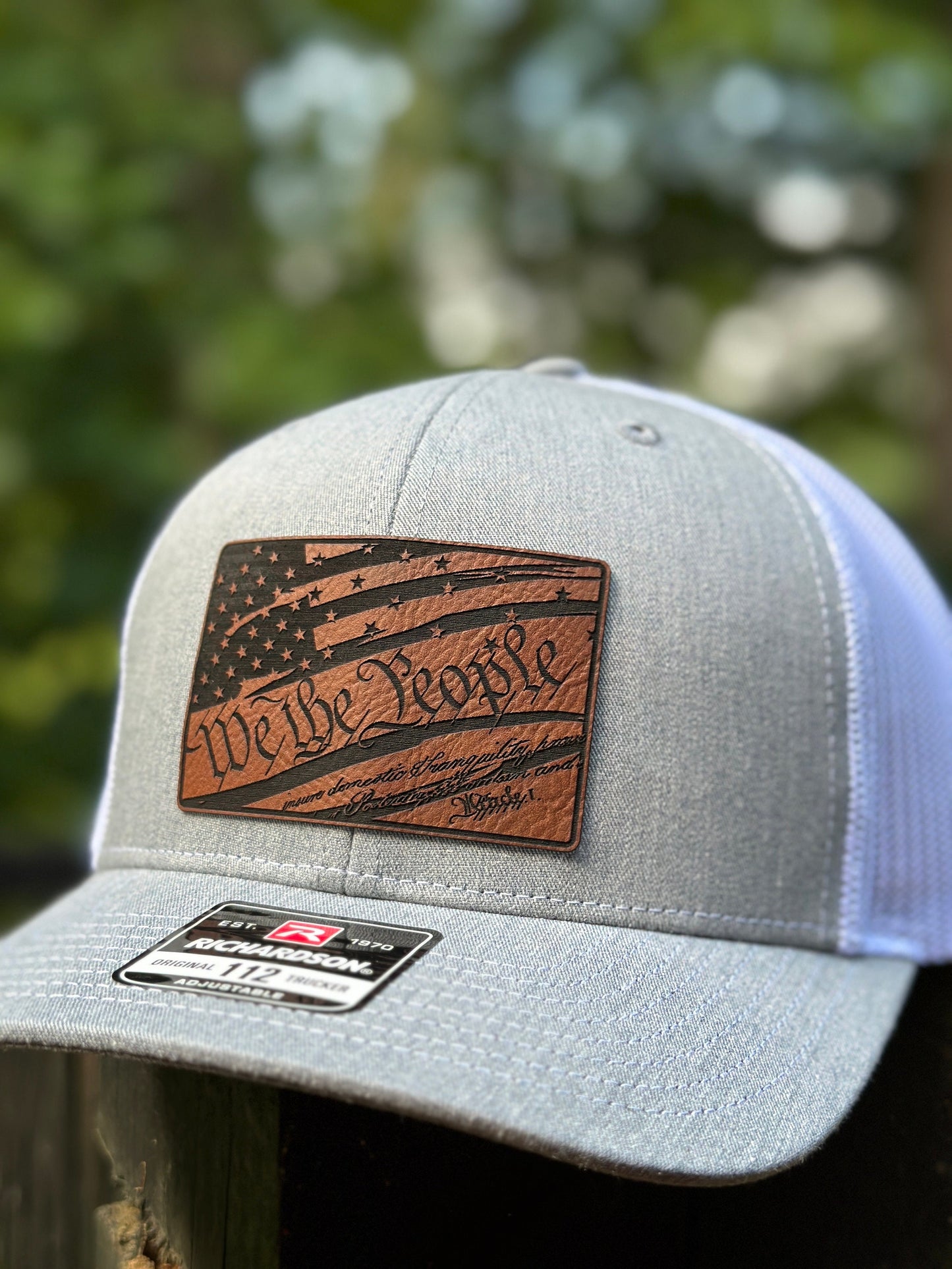 We the people hat, American flag, leatherette patch hat, Richardson 112