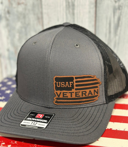 Veteran, leatherette patch hat, American, Richardson112, Army, Navy, USMC, USAF, Coast Guard