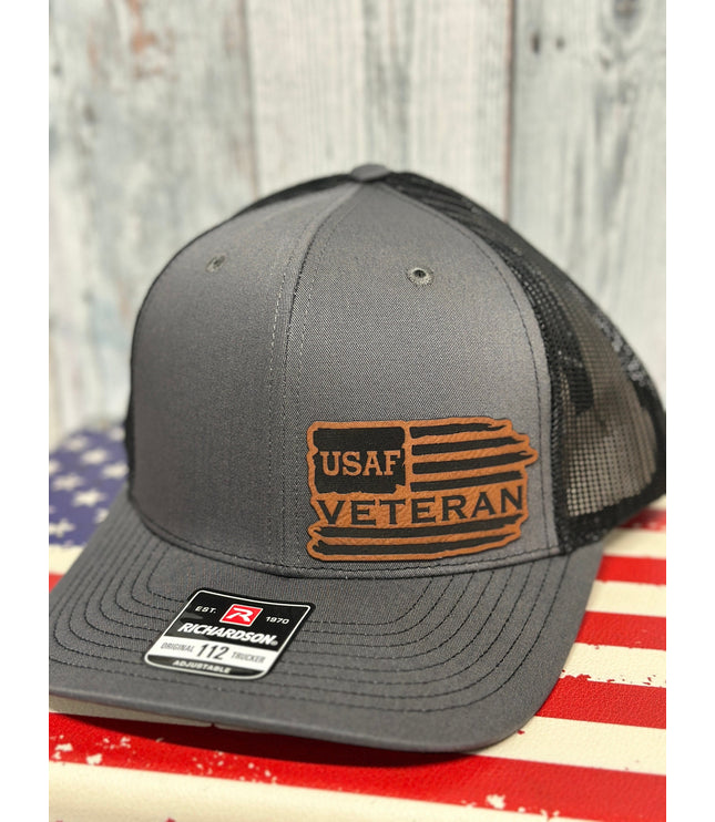 Veteran, leatherette patch hat, American, Richardson112, Army, Navy, USMC, USAF, Coast Guard