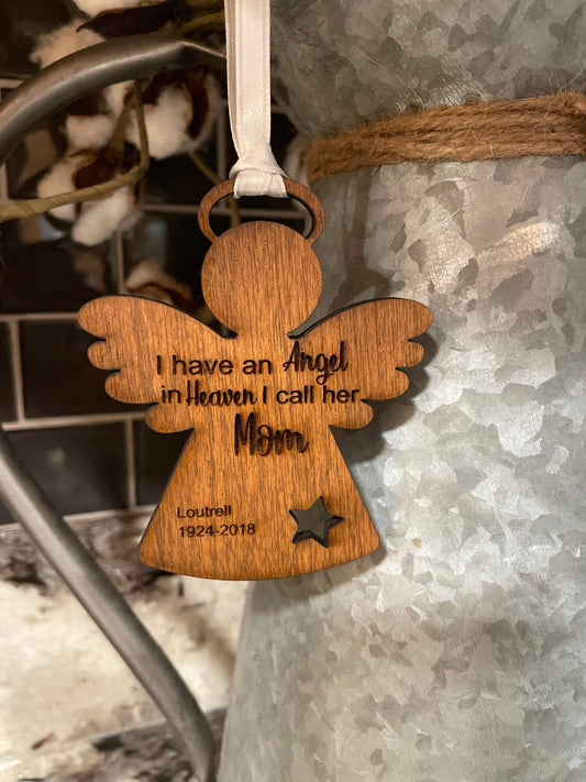 Hanging Memorial Angel, Angel Ornament, Angel, Mom, Dad, Sister, Brother, memorial personalized ornament