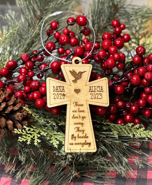 Memorial Ornament, Hummingbird Ornament, Butterfly, Cardinal, Dragonfly, Mom, Dad, Sister, Brother,  memorial personalized ornament