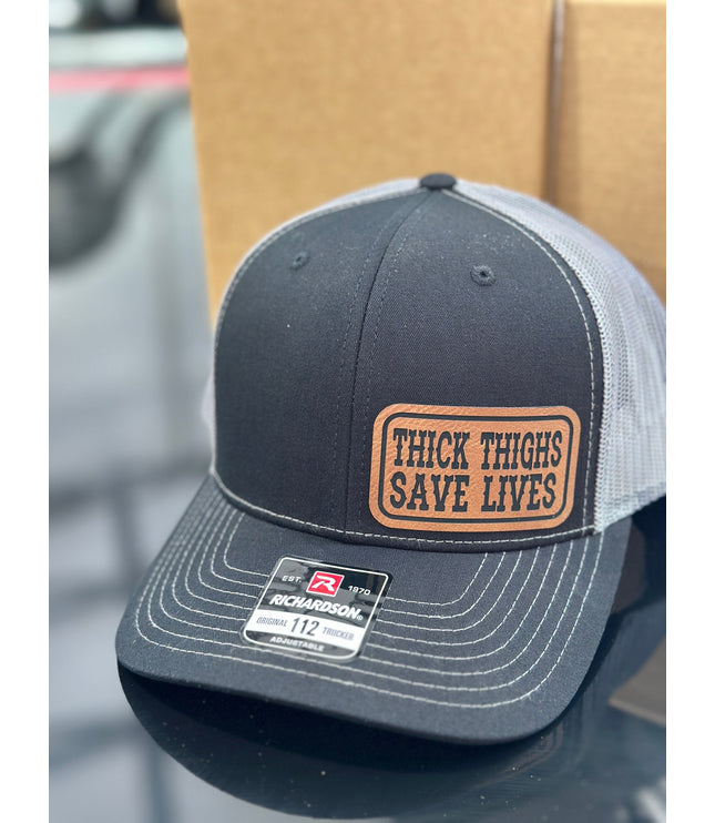 Thick Thighs save lives, leatherette patch hat