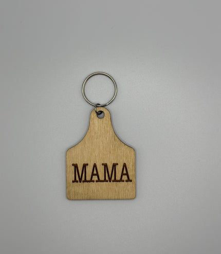 Mama keychain, gift for mom, Mother’s Day, farmhouse, cow tag keychain, Laser engraved