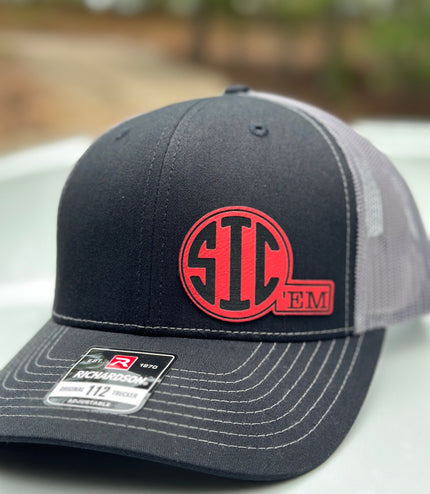 Sic ‘em hat, leatherette patch hat