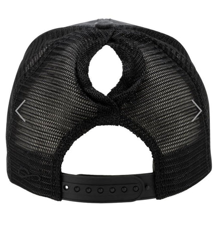 Trump girl, get over it, Leatherette patch hat, ponytail hat,