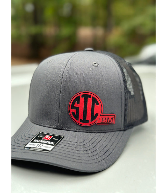 Sic ‘em hat, leatherette patch hat