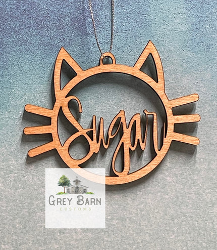 Cat Christmas ornament, Cat name ornament, fur baby, Pet Personalized Ornament, car mirror charm
