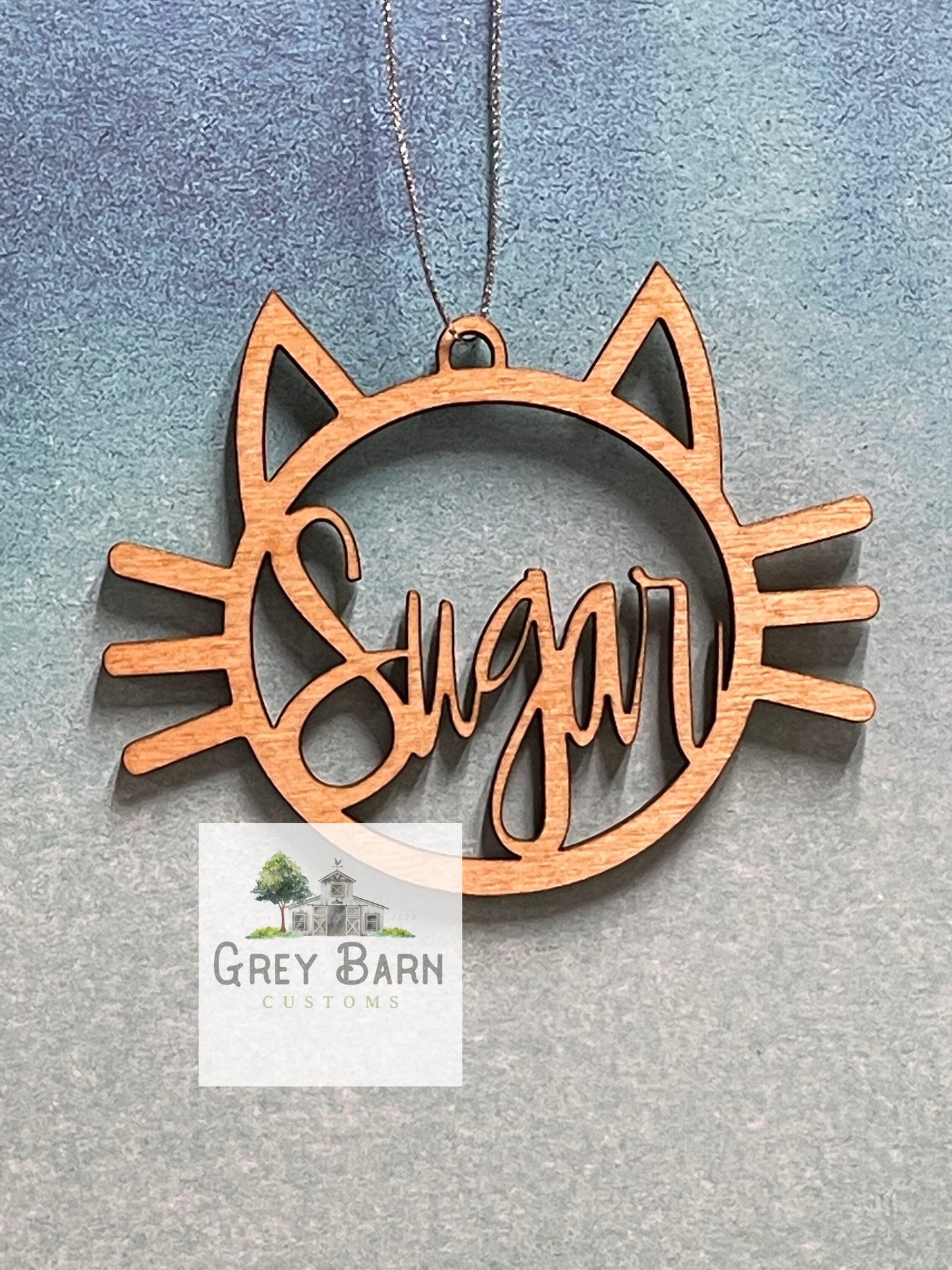 Cat Christmas ornament, Cat name ornament, fur baby, Pet Personalized Ornament, car mirror charm